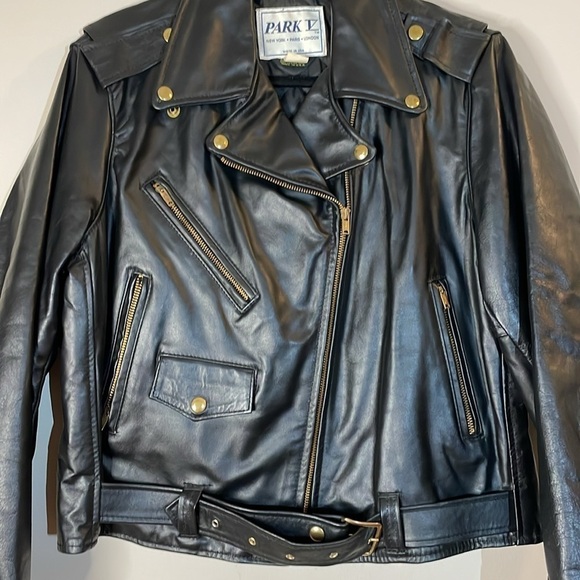Vintage Park V Black Leather Made in USA Moto Jacket - Picture 7 of 11